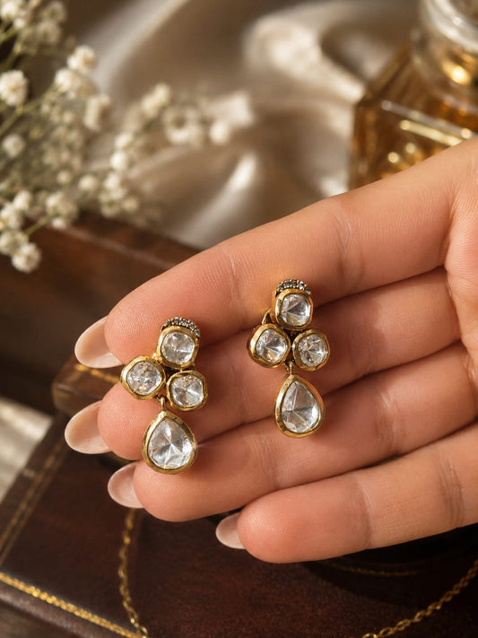 Regal Radiance Gold-Tone Polki Jewelry Set