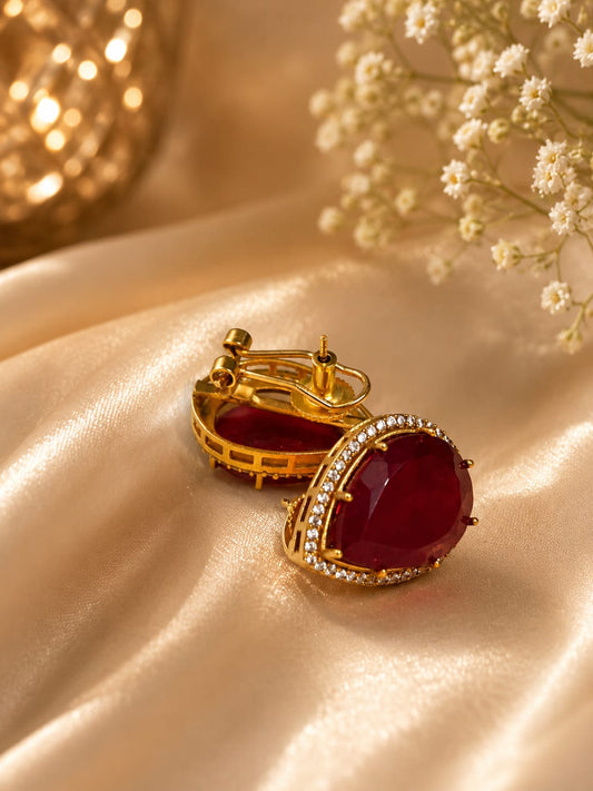 Vintage Royal Elephant Necklace with Ruby Earrings