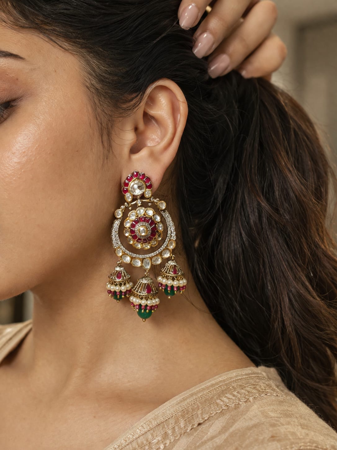 maharani ruby & emerald kundan bridal set