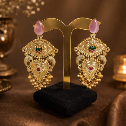 Mughal Bloom Gold-Plated Dangler Earrings