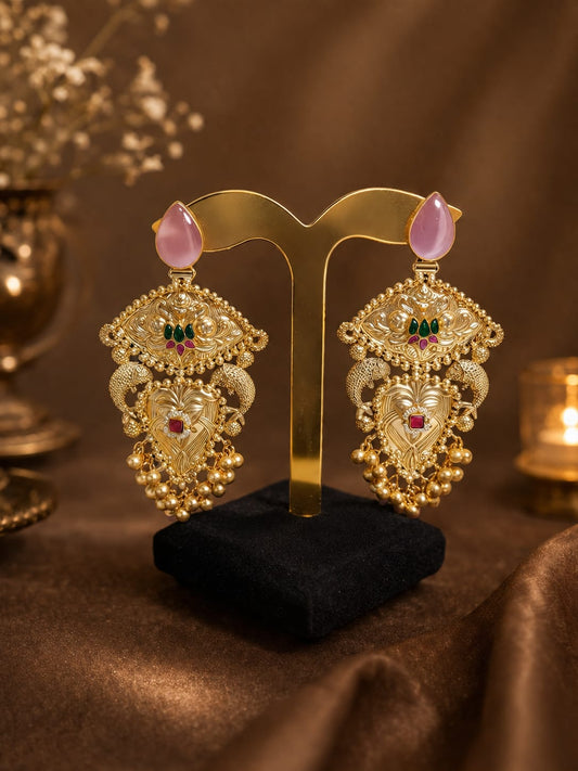 Mughal Bloom Gold-Plated Dangler Earrings
