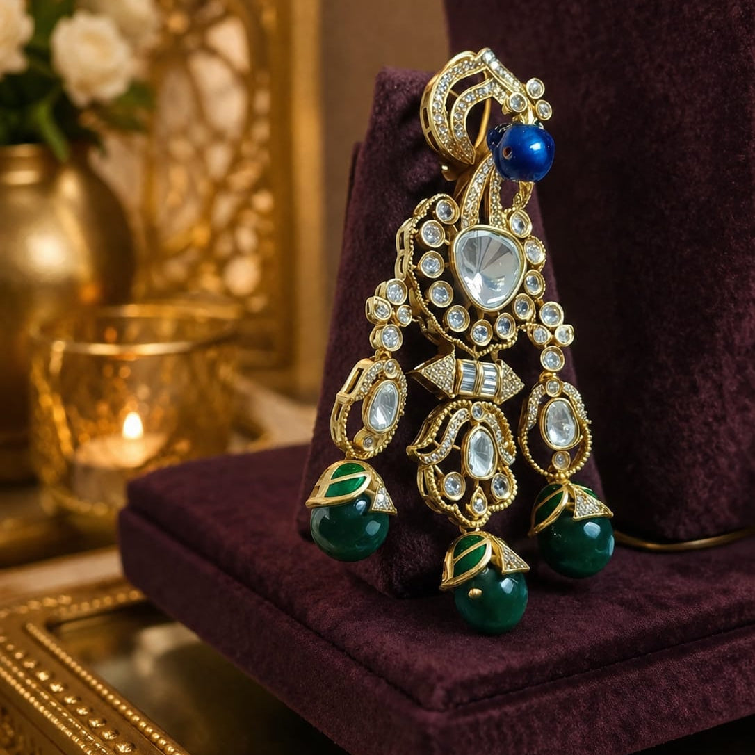 maharani peacock bridal kundan necklace set