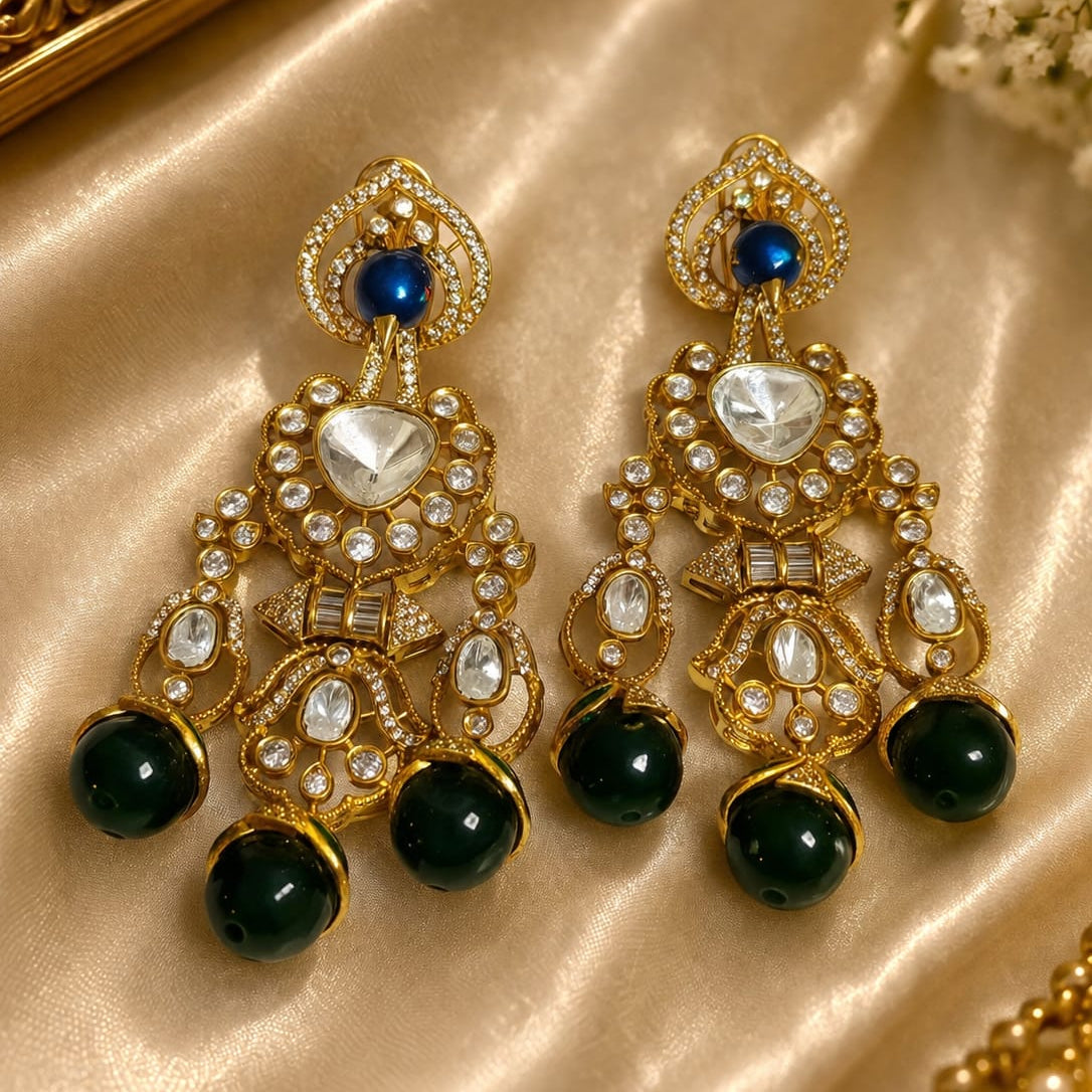 maharani peacock bridal kundan necklace set