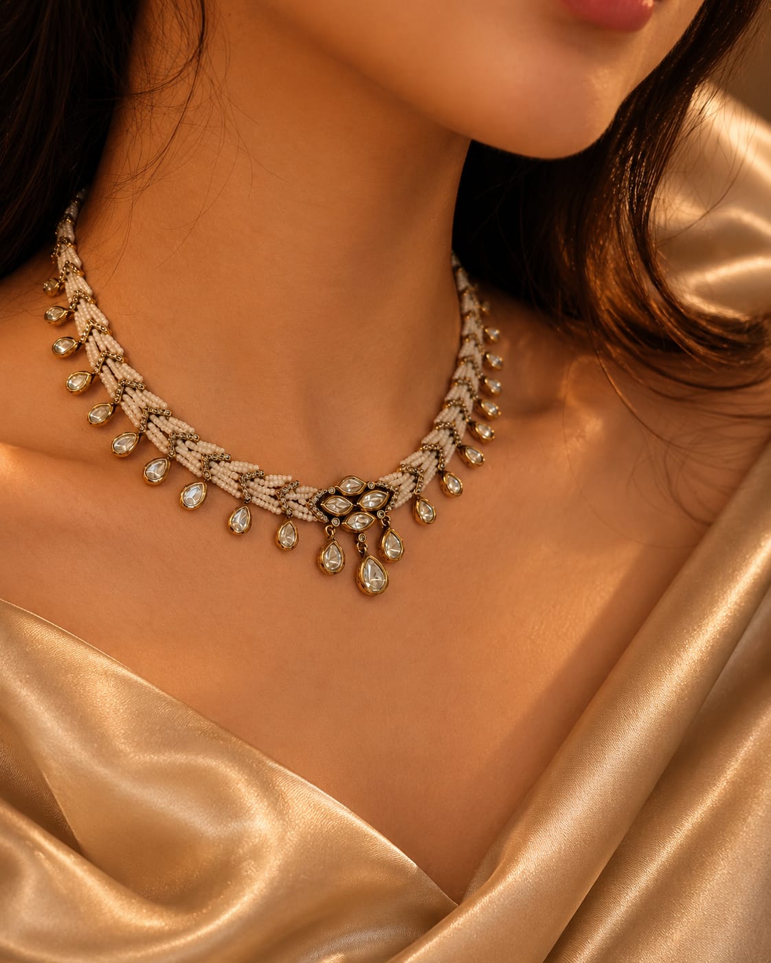aarohi pearl kundan set