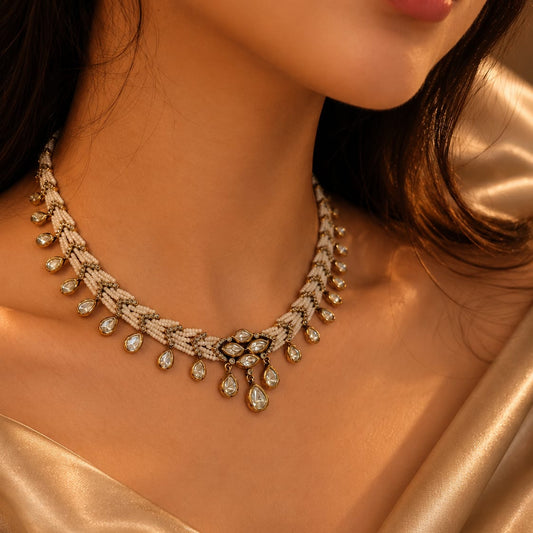 Aarohi Pearl Kundan Set
