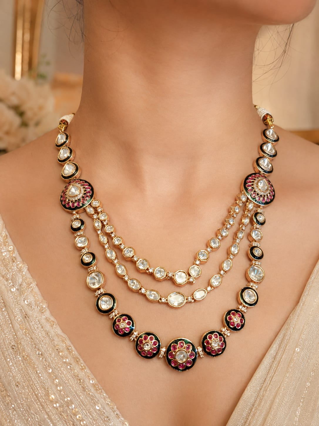 meenakari kundan layered  set