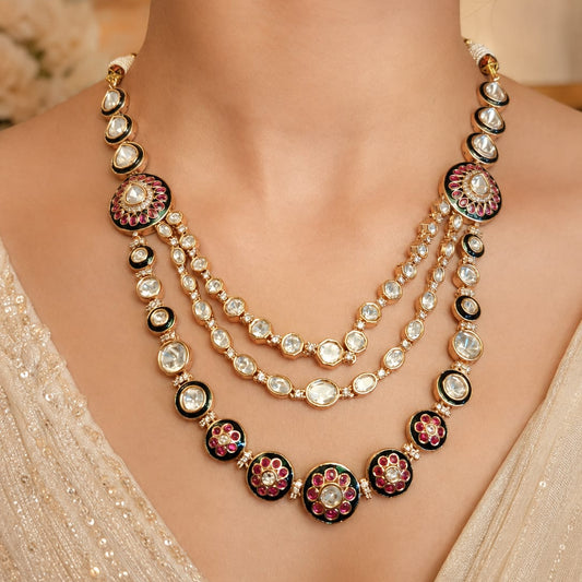 Meenakari Kundan Layered  Set