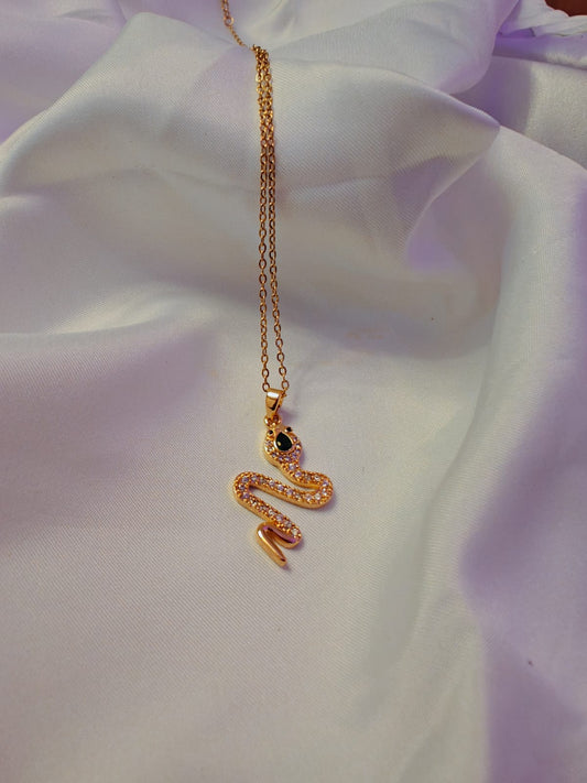 Anti Tarnish chain and Green Serpenti Pendant