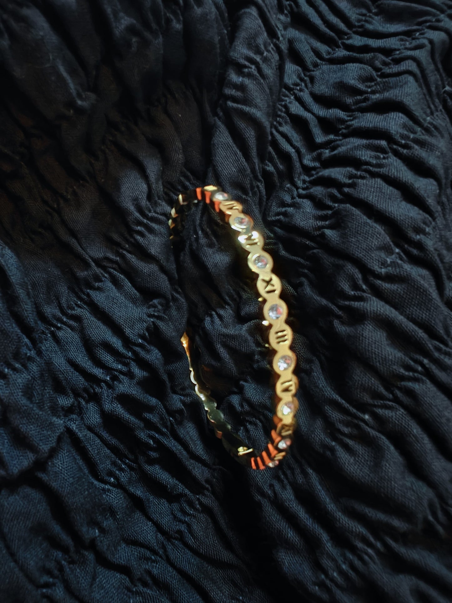 Gold Plated Roman Numeral Studded Bracelet