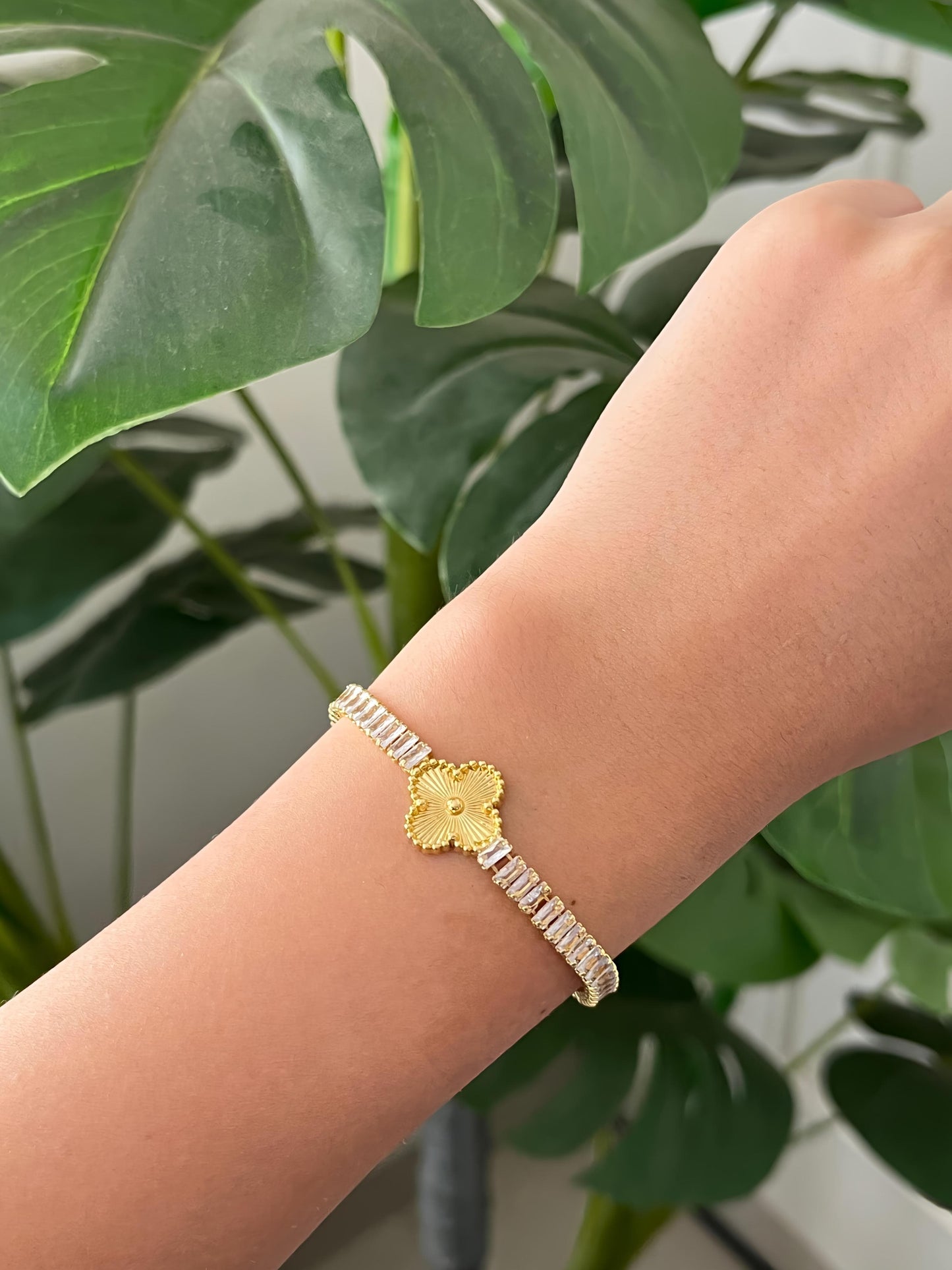 Golden Bloom Tennis Bracelet