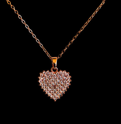 Studded Heart Shaped Pendant Necklace