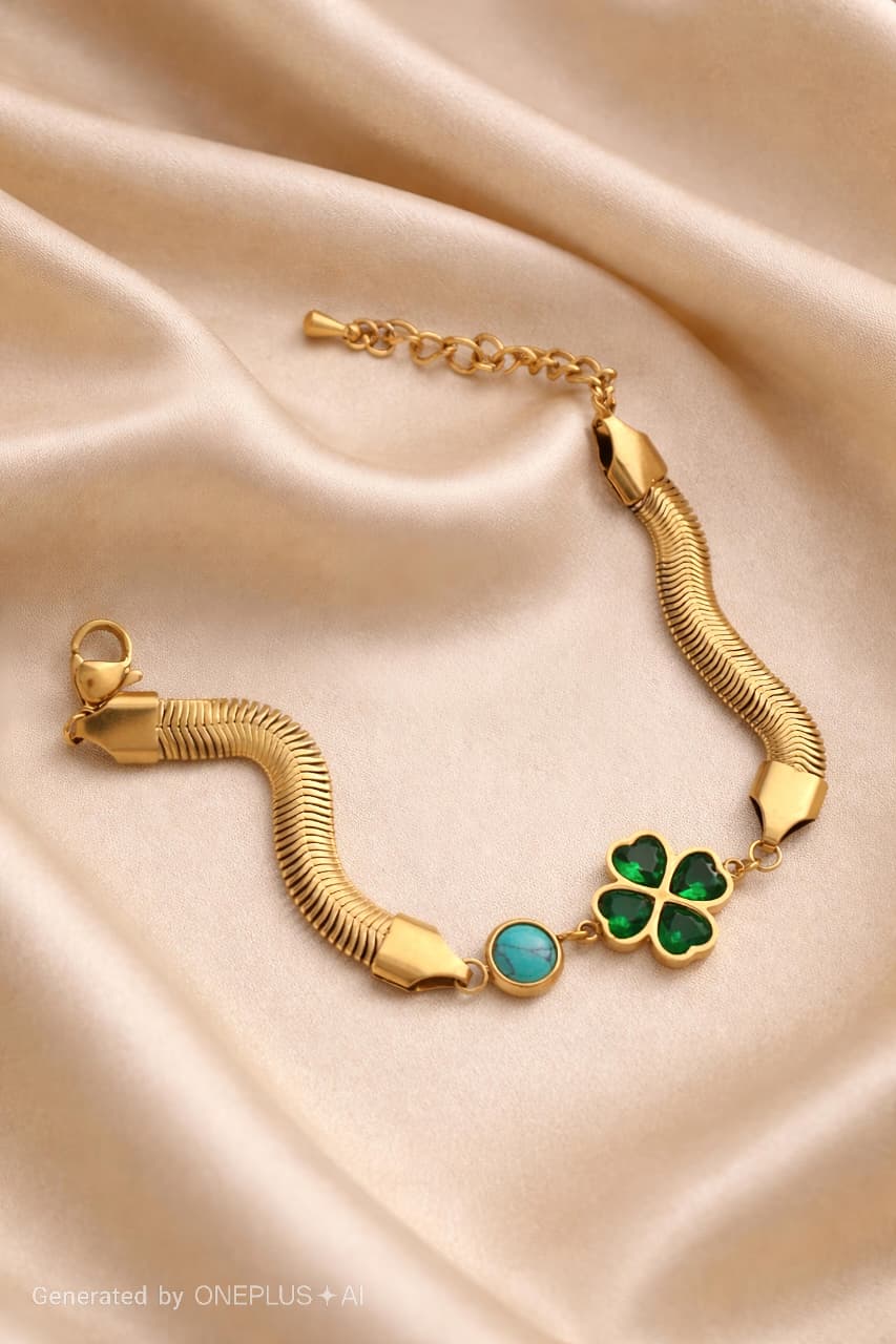 anti tarnish green clover bracelet