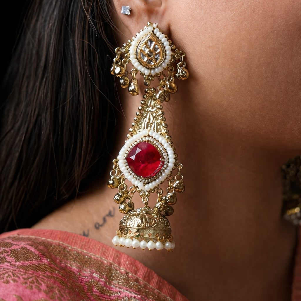 amber bloom ethnic jhumkas