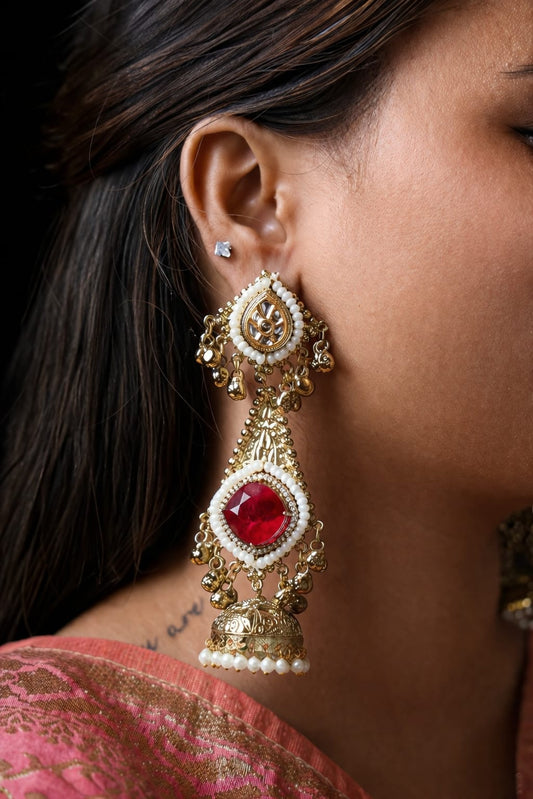 Amber Bloom Ethnic Jhumkas