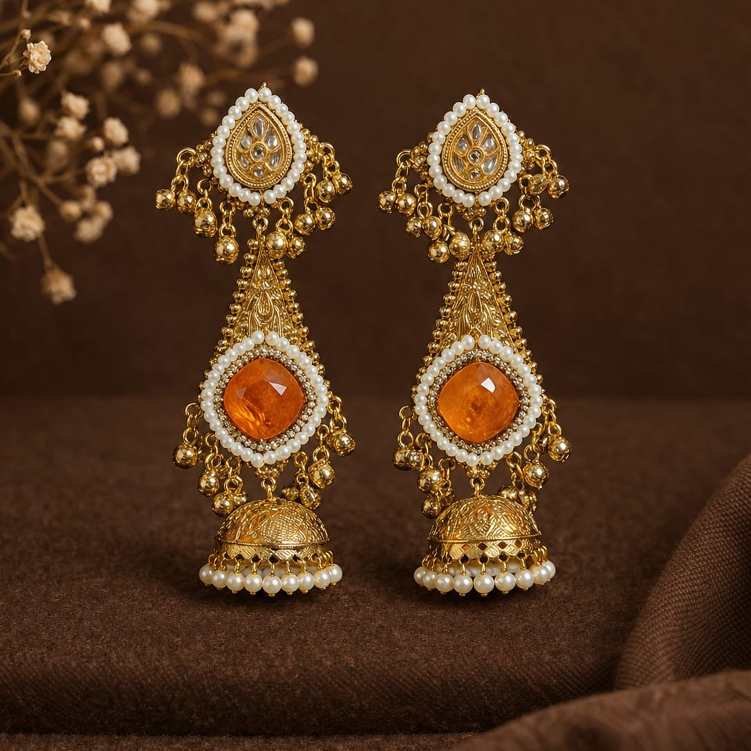 amber bloom ethnic jhumkas