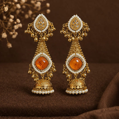 Amber Bloom Ethnic Jhumkas