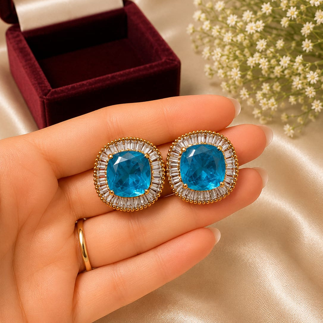 aura crystal halo statement studs