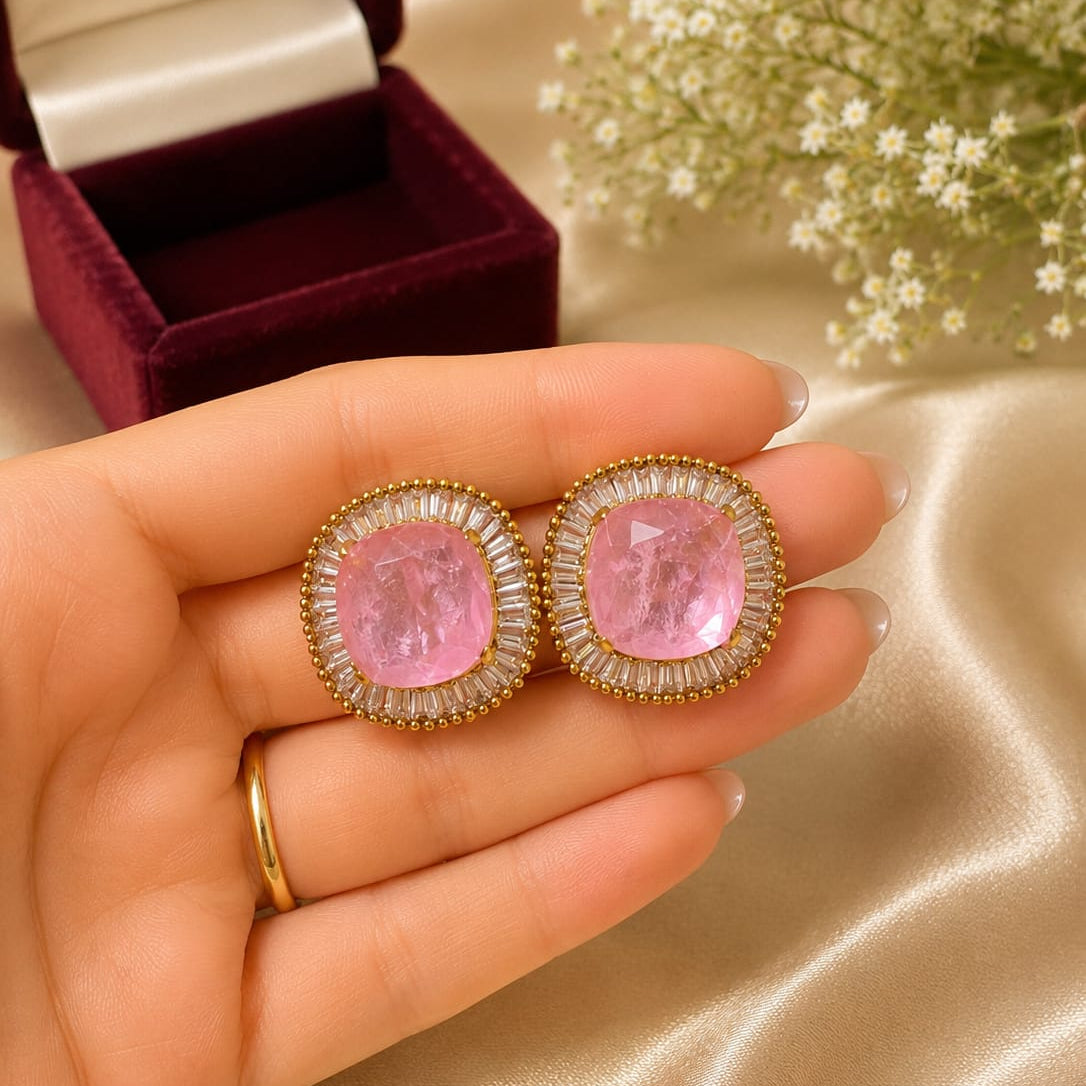aura crystal halo statement studs
