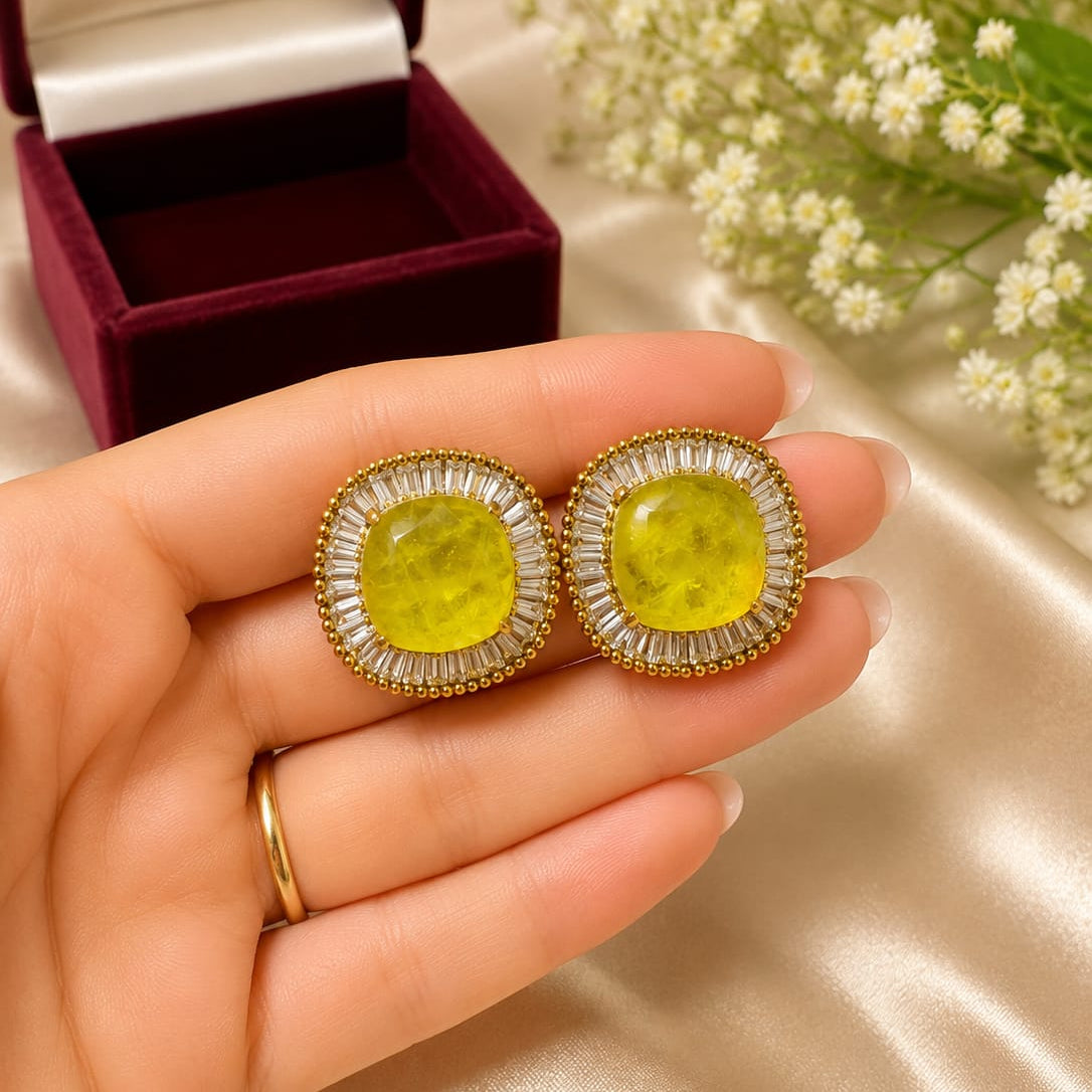 aura crystal halo statement studs