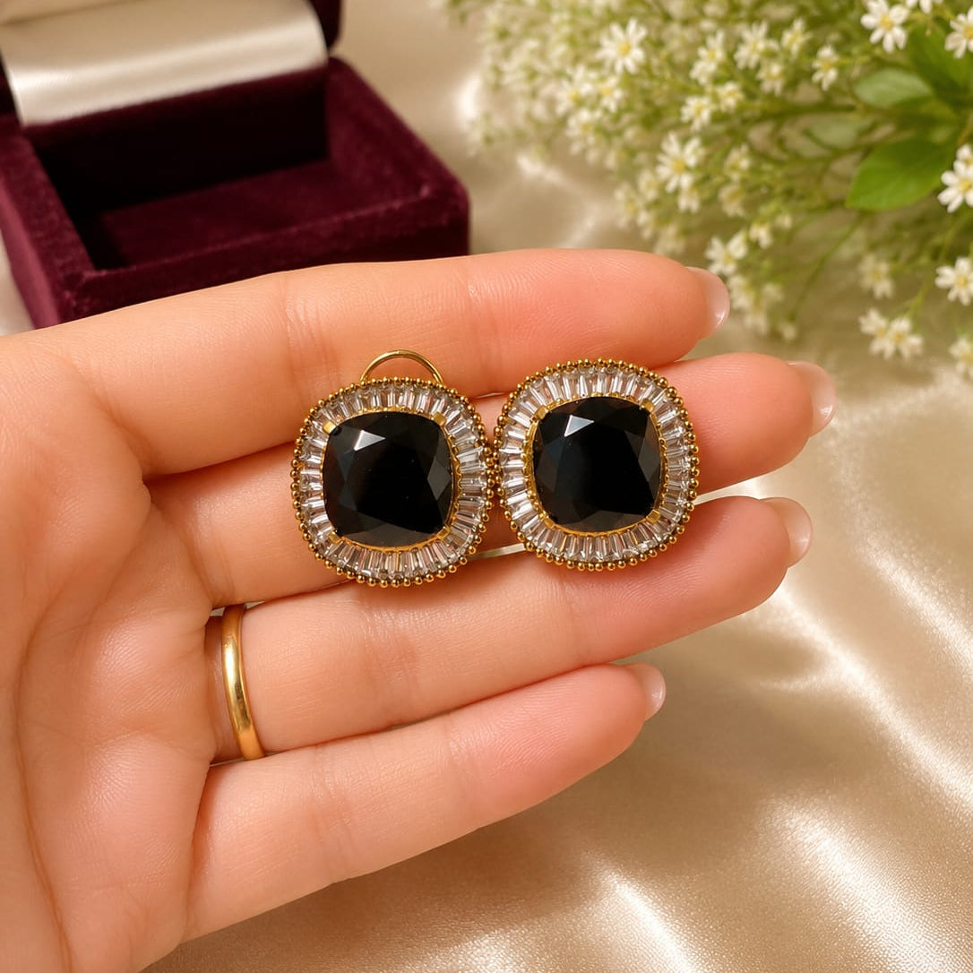 aura crystal halo statement studs
