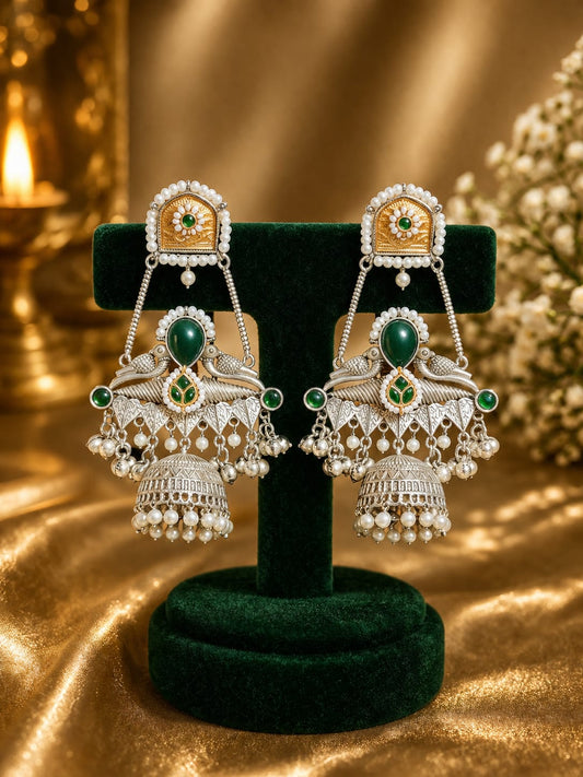 Dual-Tone Peacock Jhumka