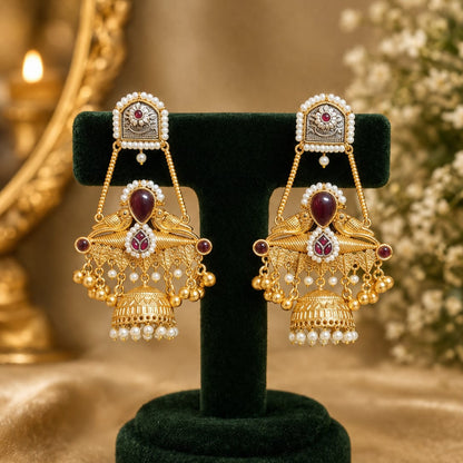 Dual-Tone Peacock Jhumka