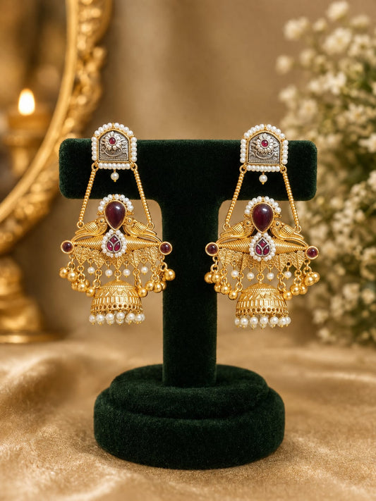 Dual-Tone Peacock Jhumka