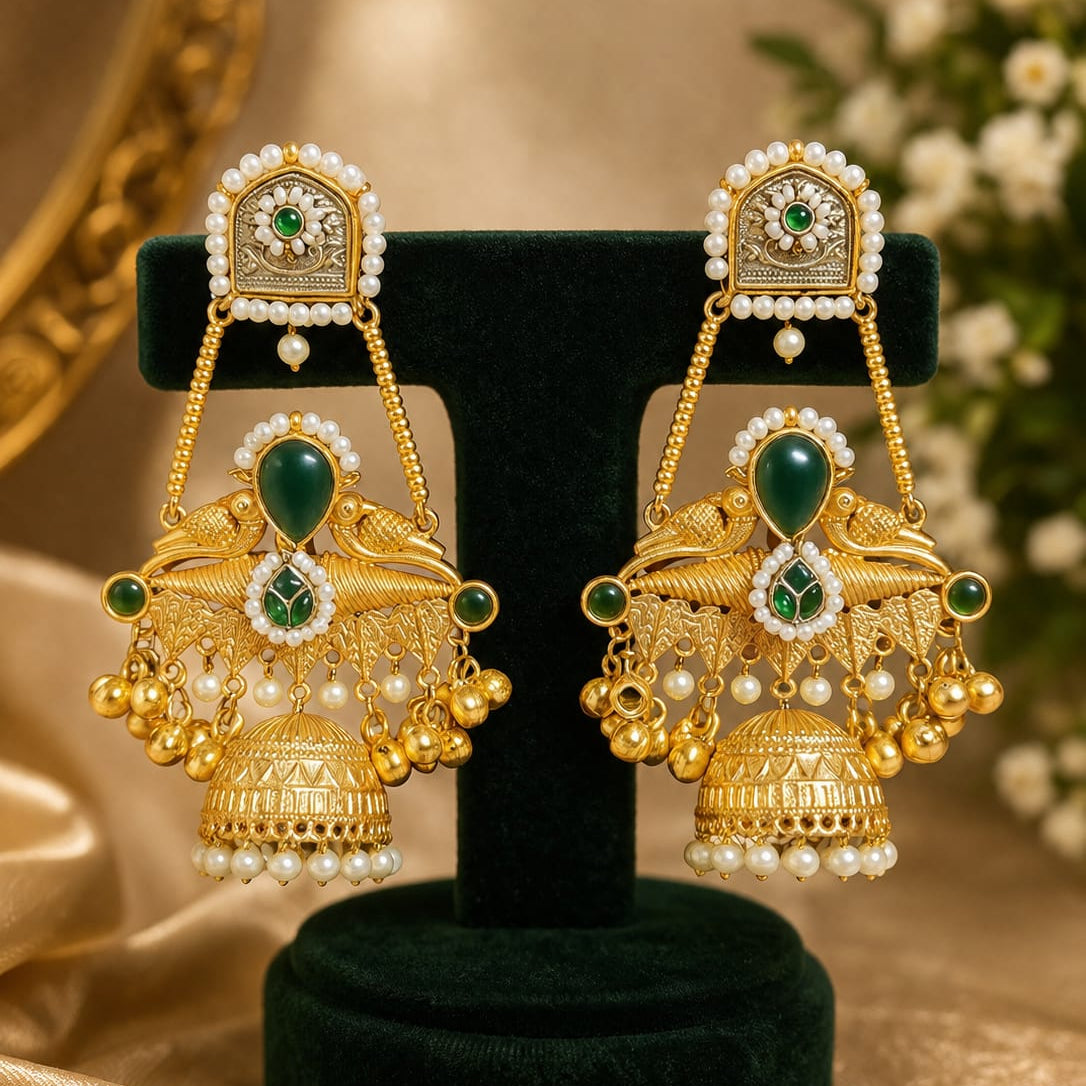 dual-tone peacock jhumka