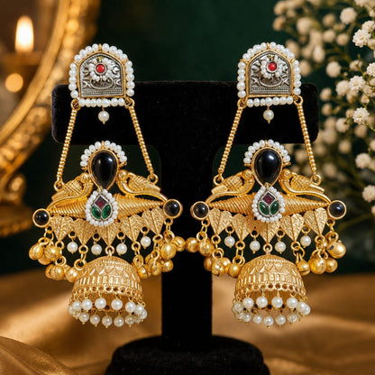 Dual-Tone Peacock Jhumka