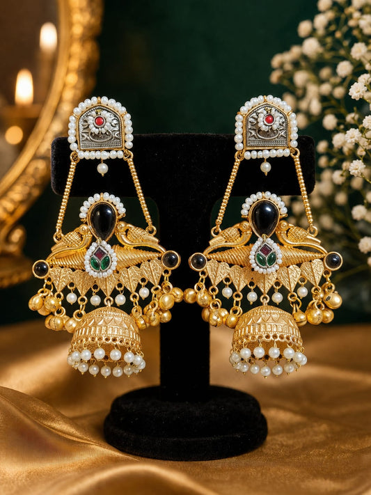 Dual-Tone Peacock Jhumka