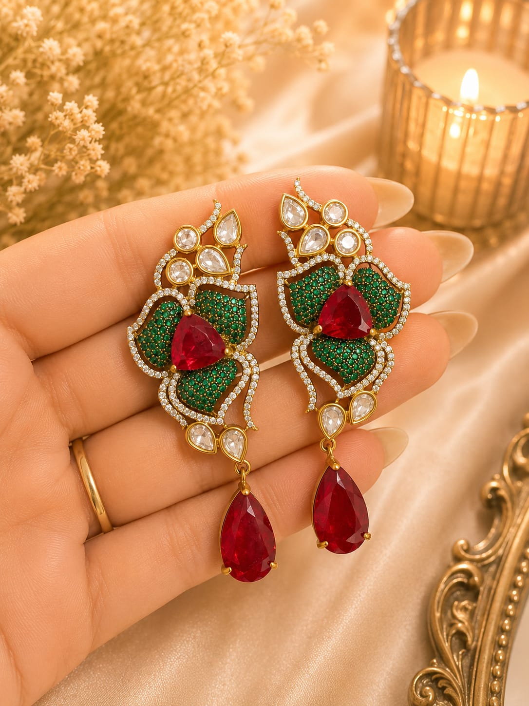meher  floral statement earrings