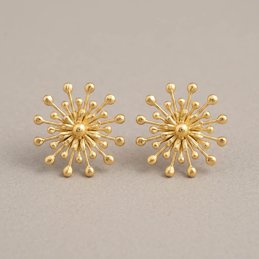 surya sunburst stud earrings – waterproof gold statement studs