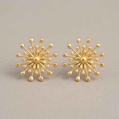 SURYA Sunburst Stud Earrings – Waterproof Gold Statement Studs