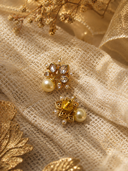 Ivory Dreams Kundan Polki Pearl Earrings