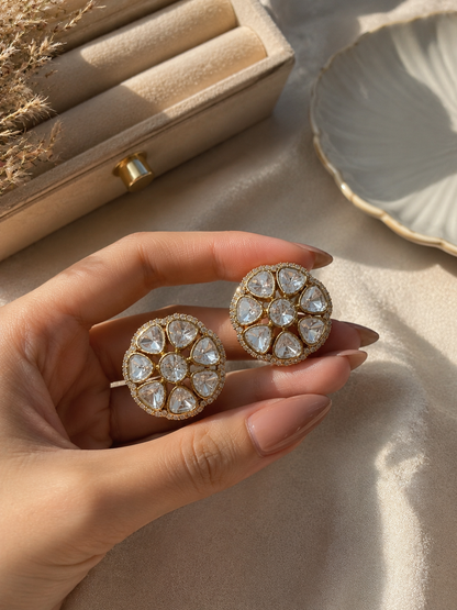 Royal Floral Polki Stud Earrings