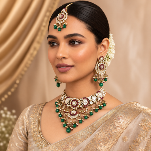 Maharani Ruby & Emerald Kundan Bridal Set