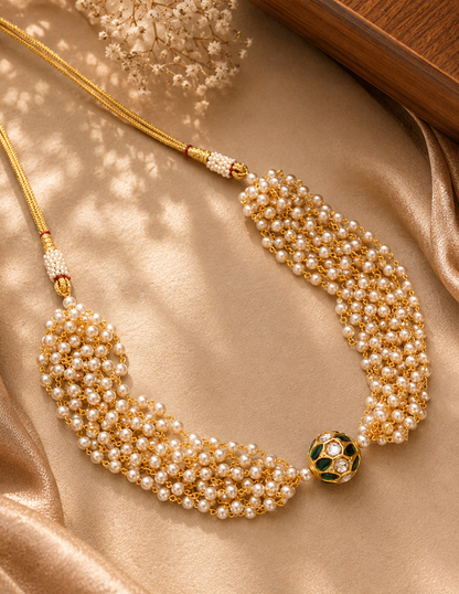 Zarina Pearl Weave Necklace