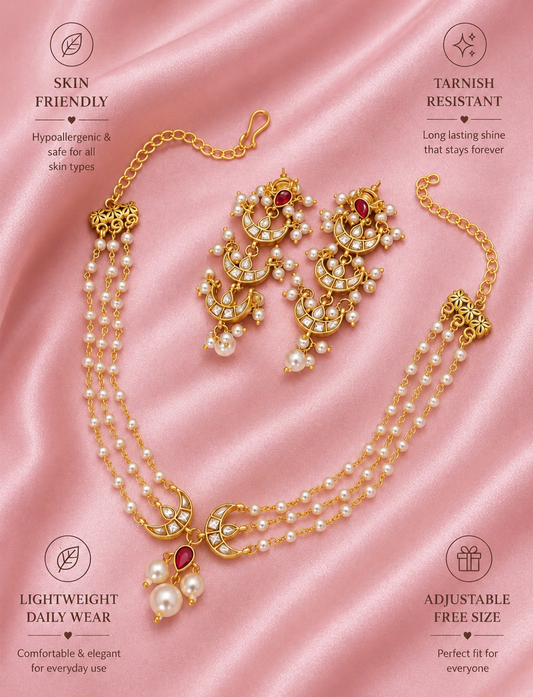 Moonlit Pearl Chandbali Set
