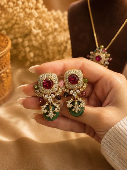 Ruby Radiance Necklace & Earrings Set