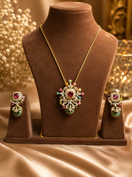 Ruby Radiance Necklace & Earrings Set