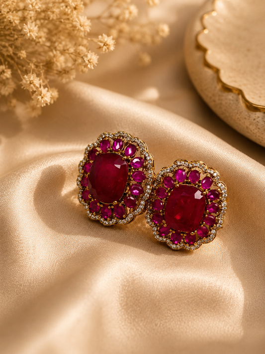 Regal Bloom Gemstone Statement Studs