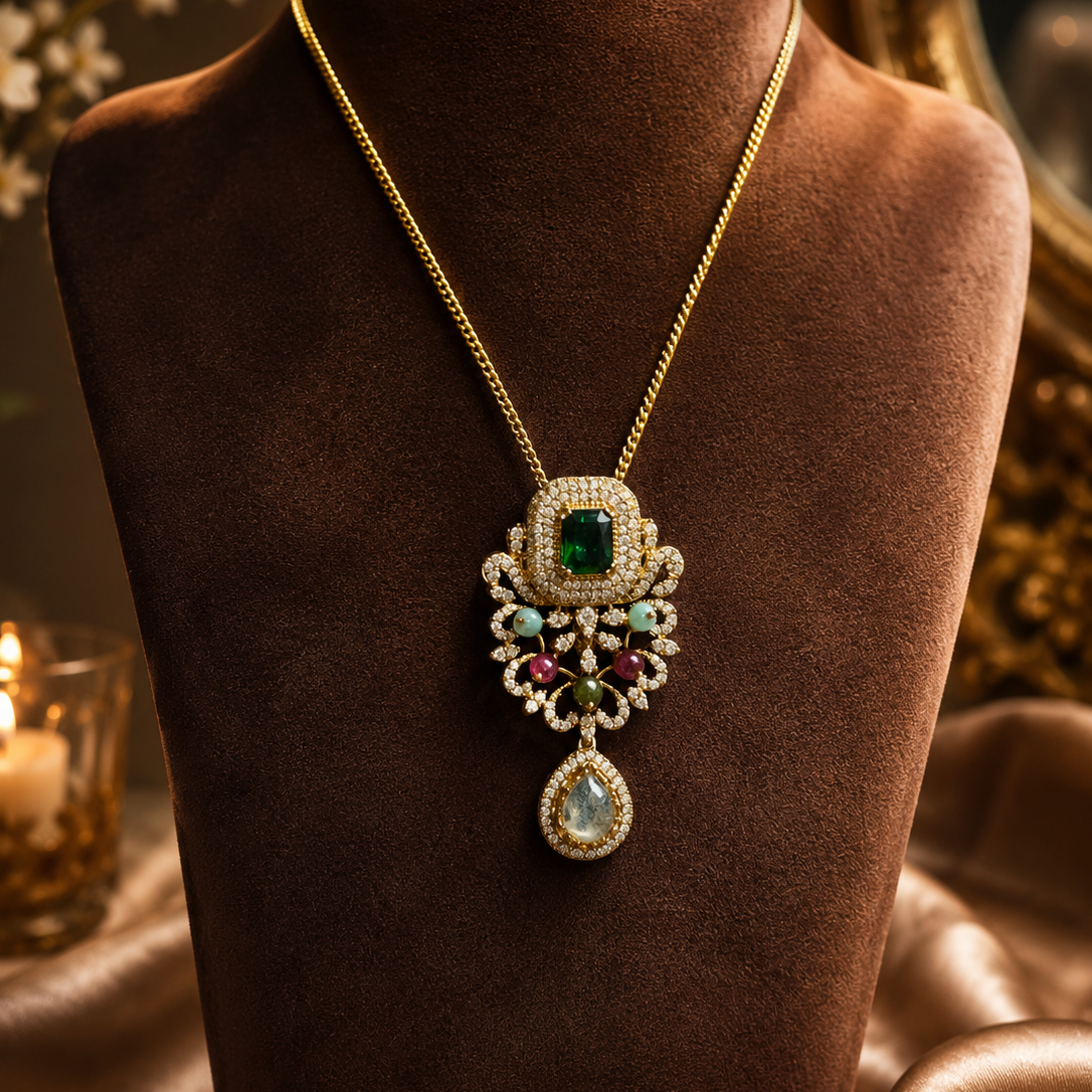emerald royale victorian pendant set
