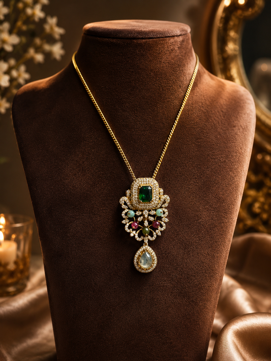Emerald Royale Victorian Pendant Set