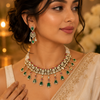 Zehra Polki Emerald Necklace Set