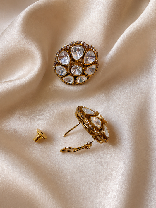 Royal Floral Polki Stud Earrings