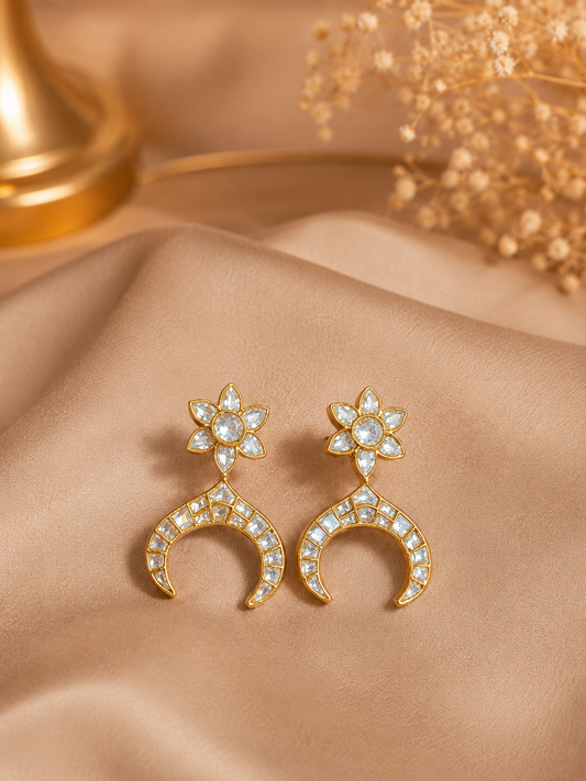 Celeste Crescent Polki Earrings