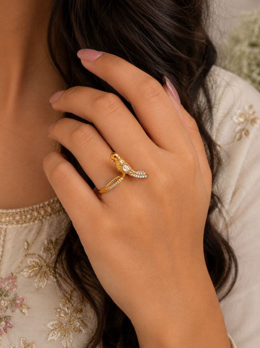Ivory Dreams Bird Motif Ring
