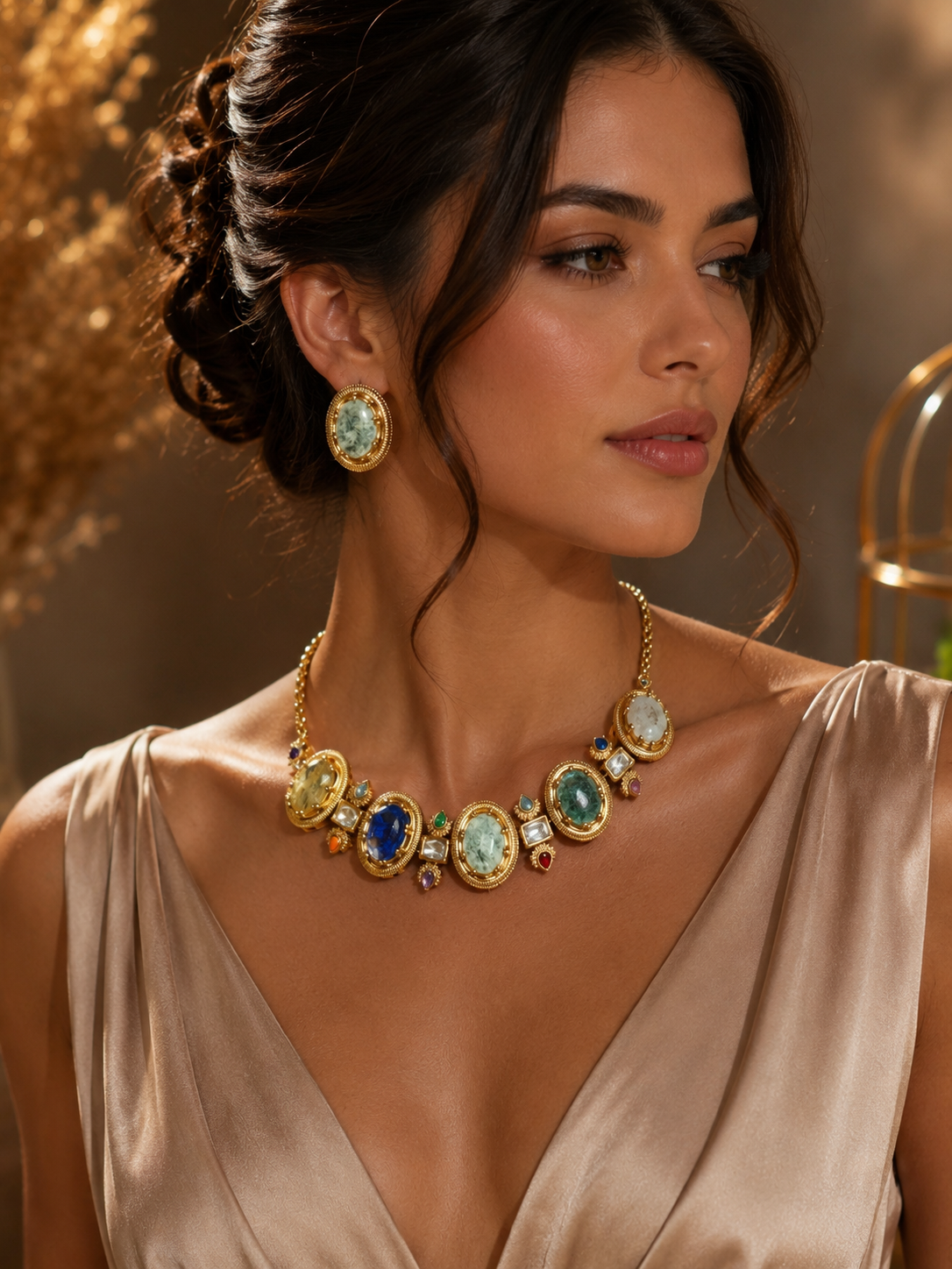 sabhya celeste multi stone choker set