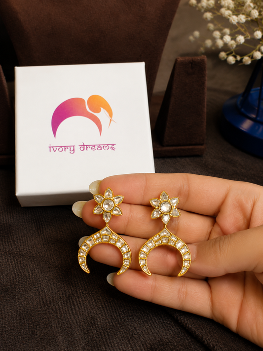 Celeste Crescent Polki Earrings