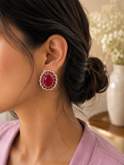 Regal Bloom Gemstone Statement Studs